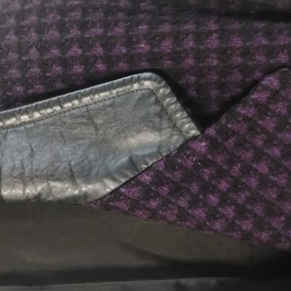 Vintage Fashions By Jill Leather And Wool Women's Black and Purple Coat 80s - Picture 10 of 16